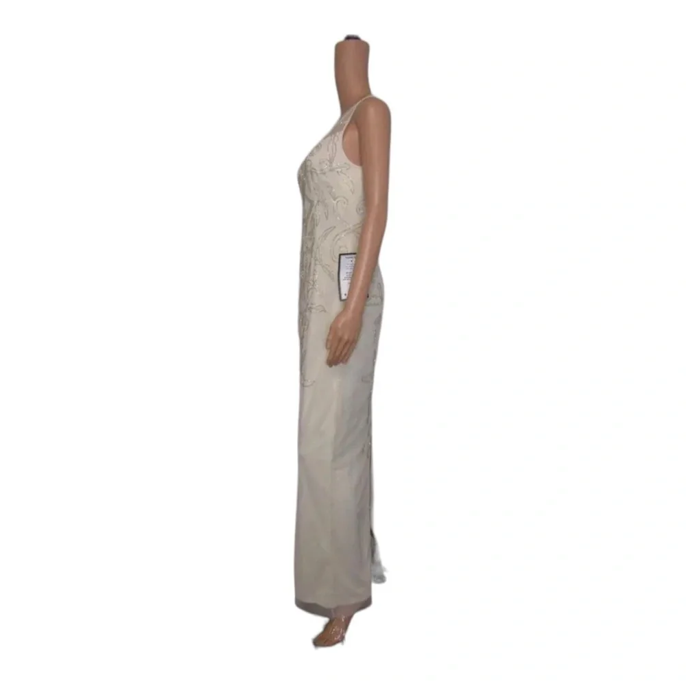 Adrianna Papell Ivory Beaded Gown Size 4 Wedding Guest Formal Dress - Picture 11 of 15